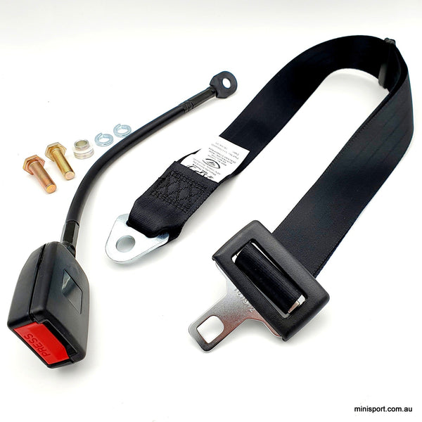 MOKE FRONT (LAP ONLY) SEAT BELT WITH 400MM SOLID STALK NON RETRACTABLE