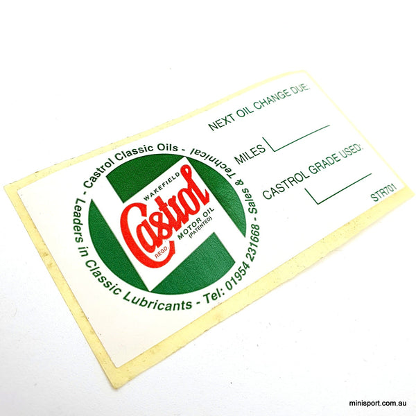 CASTROL OIL CHANGE/SERVICE STICKER – Minisport