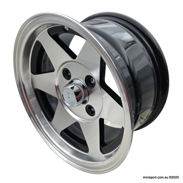12X6 STAR MAG WHEEL SET- POLISHED WITH BLACK BACKING (ET+7) SET OF 4 ...