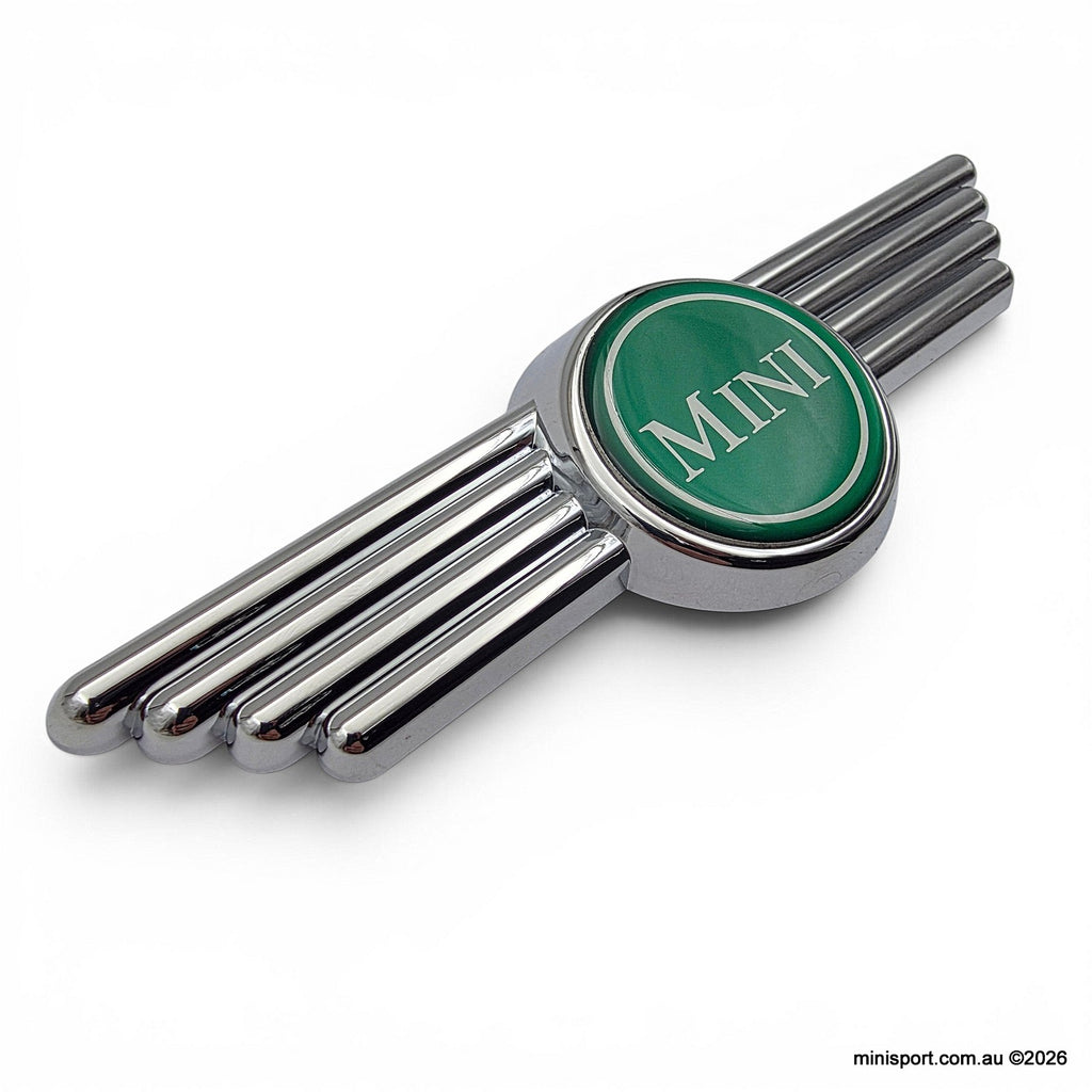 MINI ROVER 'LATE' WINGED BADGE WITH GREEN LOGO- 1996-2000- DAH100590MM ...