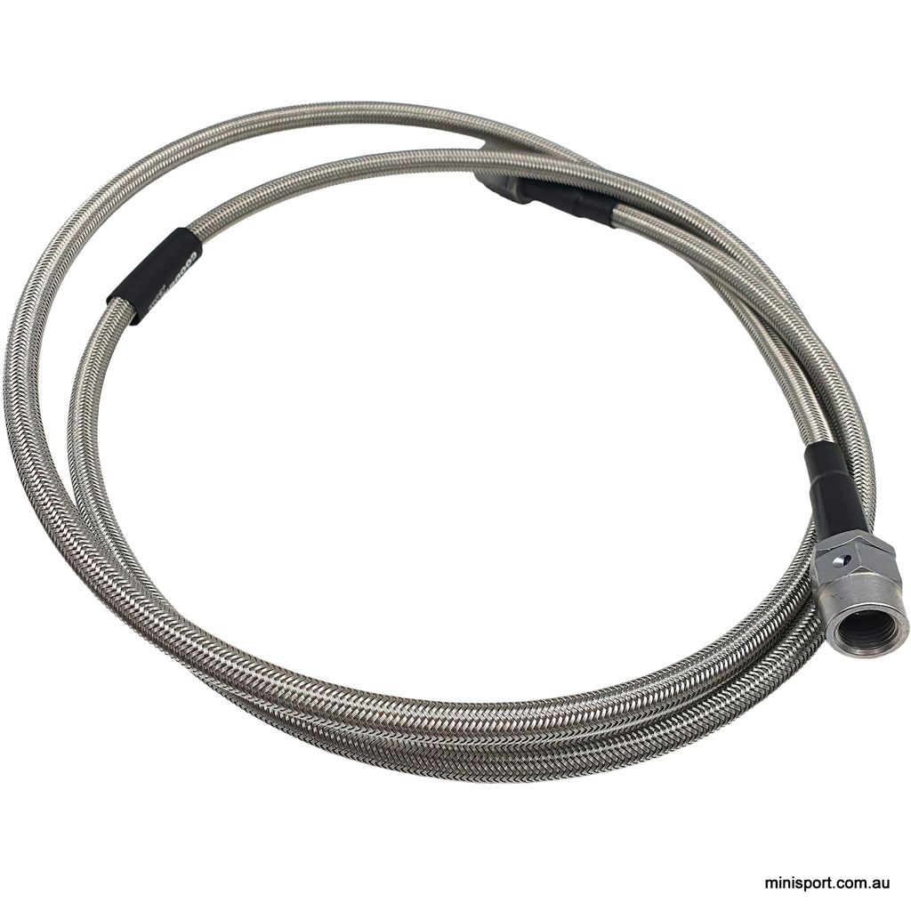Mini oil pressure line, 4ft long, braided steel Minisport