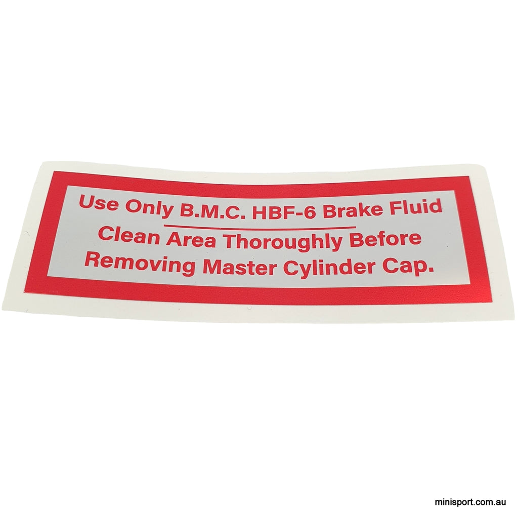 BRAKE FLUID WARNING STICKER (BMC HBF-6) – Minisport