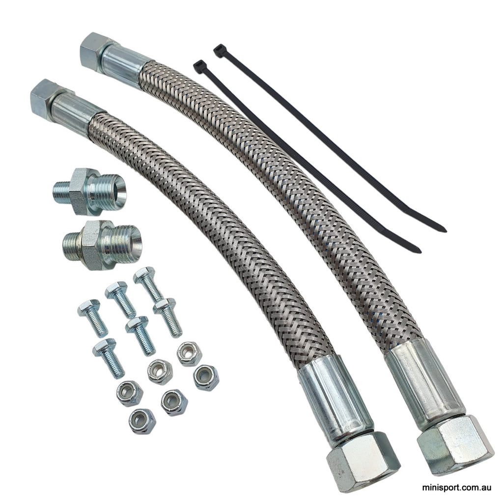 Mini morris oil cooler hoses (braided) Minisport