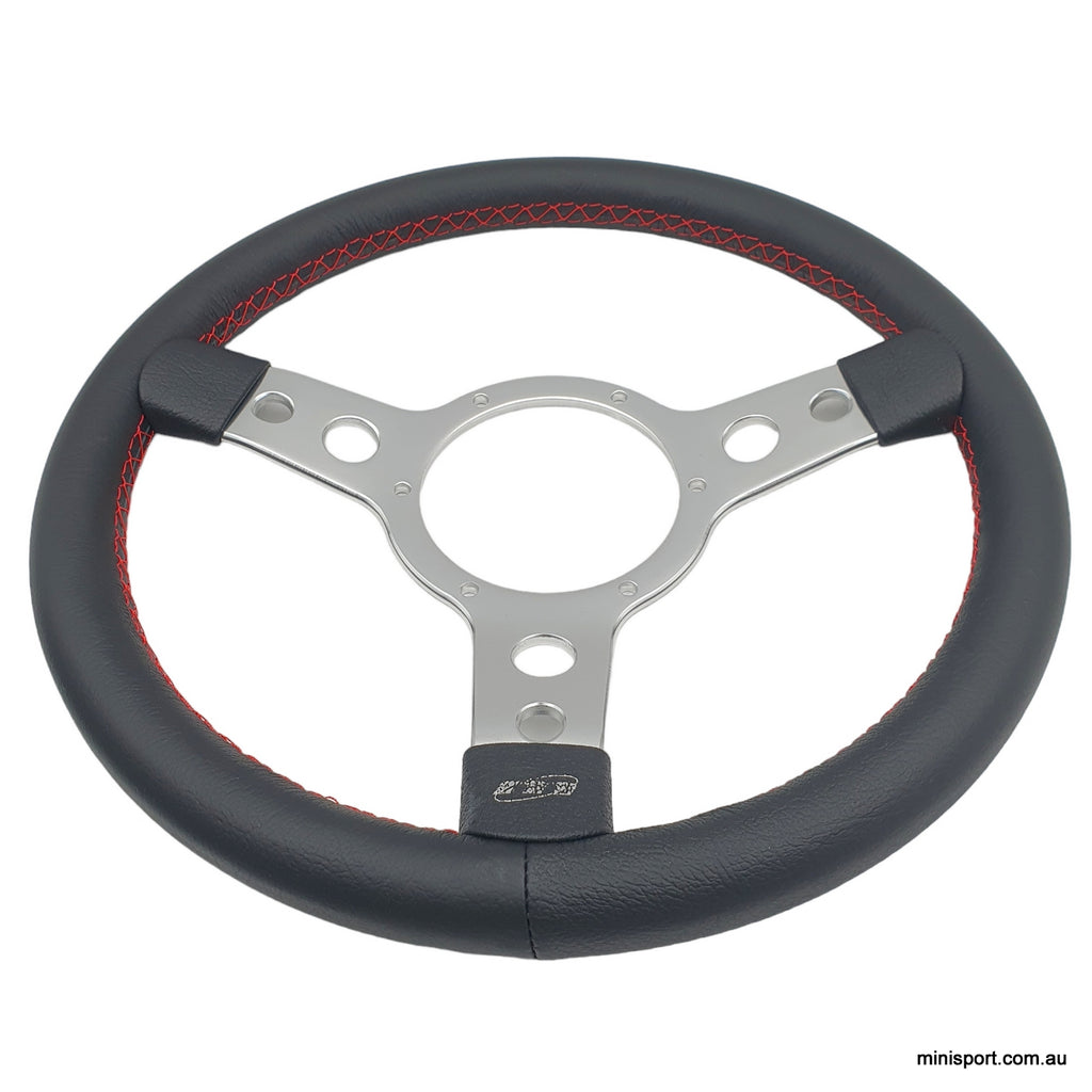 Mountney 43SPCW Volante Semi Lucido Bombato | 3 Raggi | Centro Vuoto | Prodotto Mountney - 4