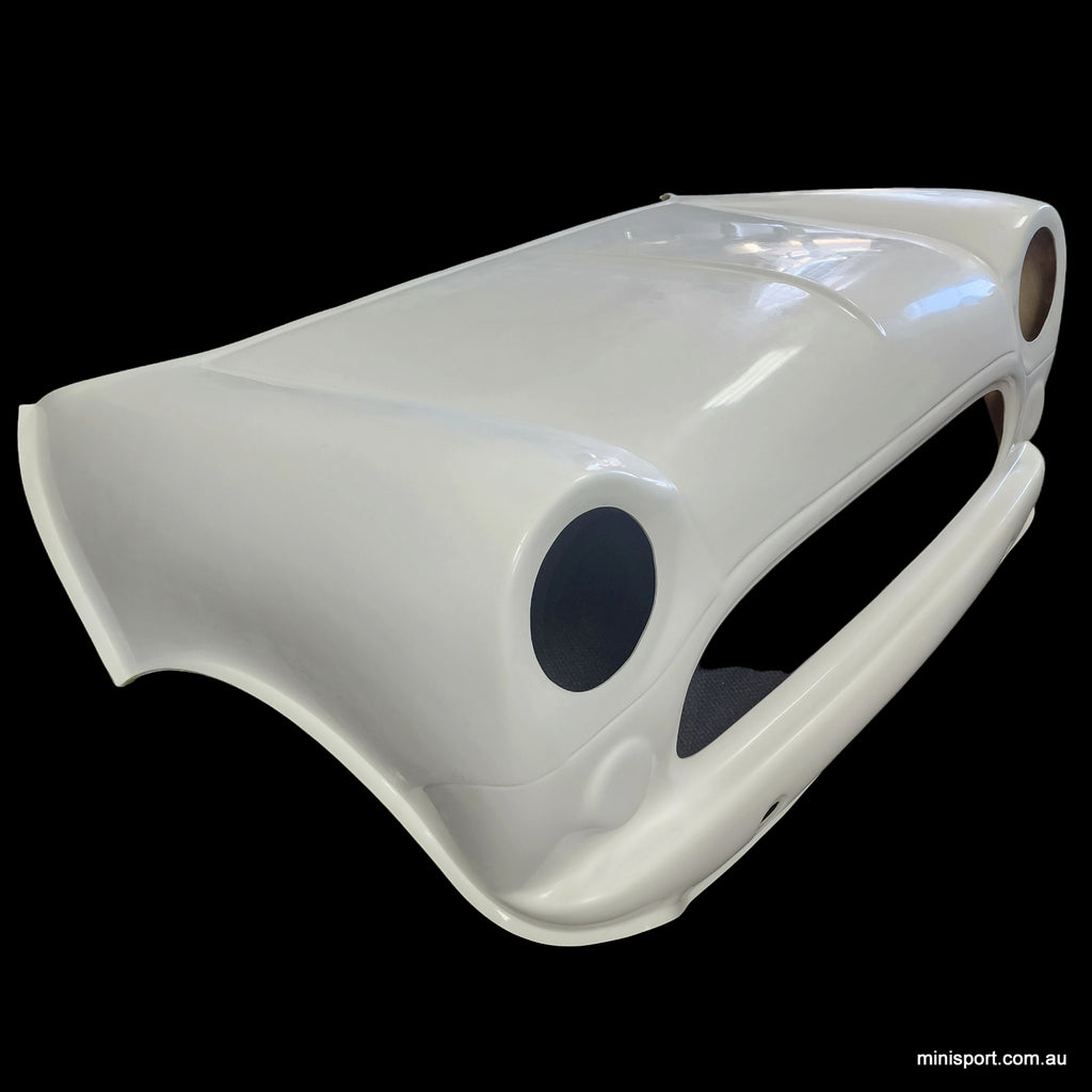 MINI ROUND NOSE FIBREGLASS FLIP FRONT- SOLID FRONT – Minisport