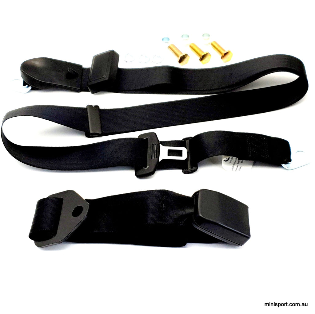 MINI REAR LAP SASH SEAT BELT- NON RETRACTABLE- BLACK – Minisport