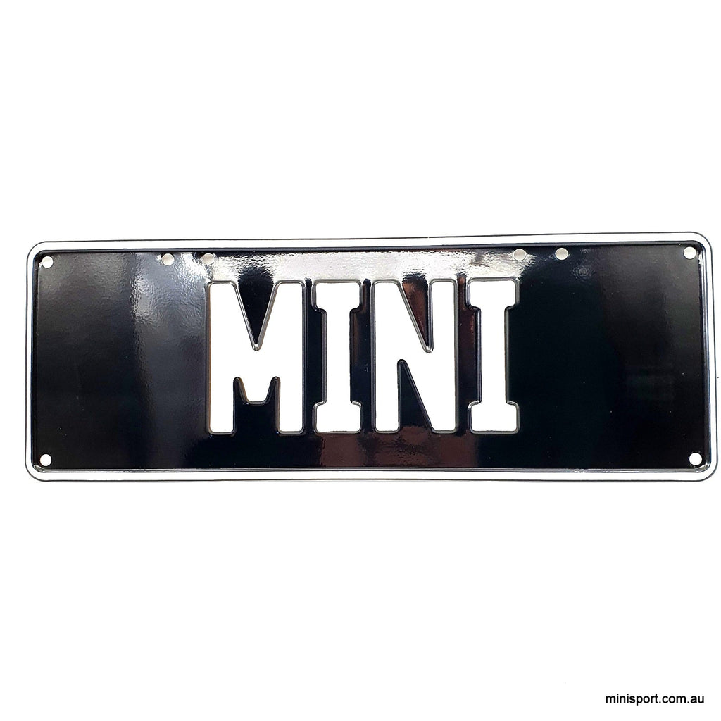 Mini Rear Number Plate Mini 'show' numberplate white on black says 'MINI' – Minisport
