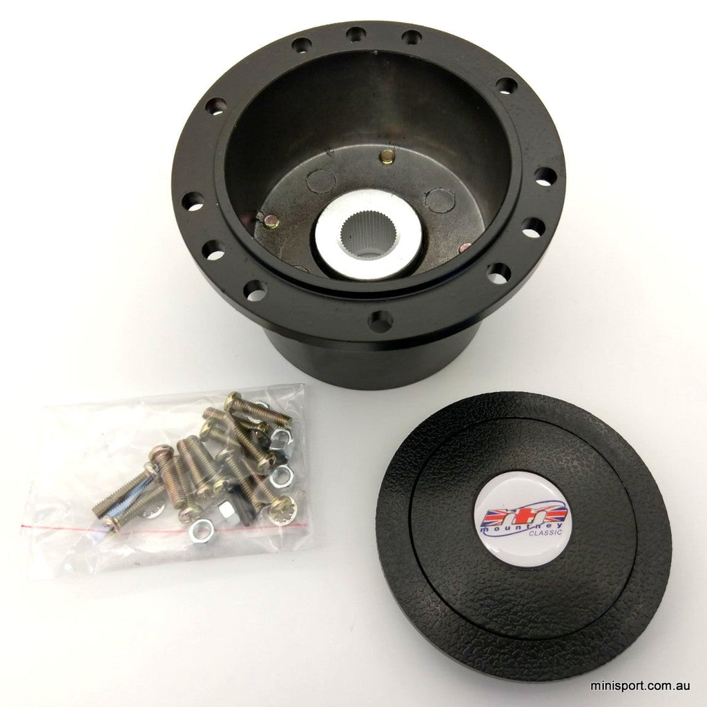 MOUNTNEY STEERING WHEEL BOSS INCLUDES HORN PUSH AND ATTACHING BOLTS/N Minisport