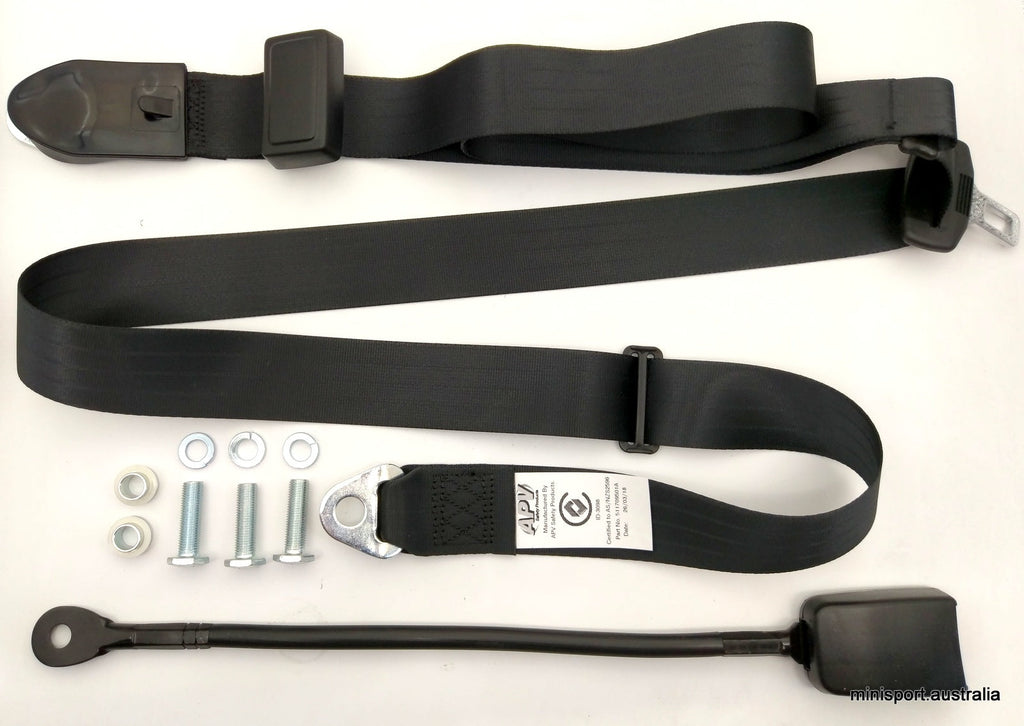 MOKE FRONT (LAP SASH) SEAT BELT WITH 450MM SOLID STALK NON RETRACTABL