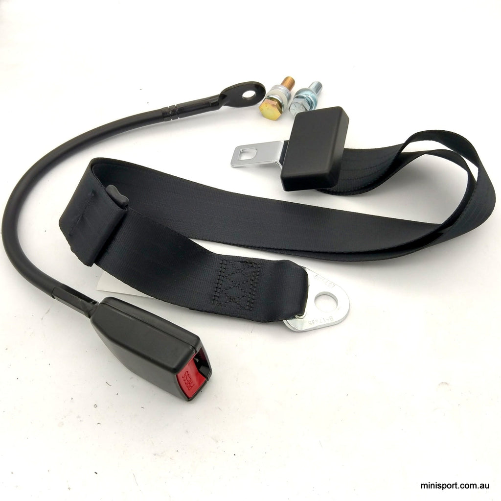 MOKE FRONT (LAP ONLY) SEAT BELT WITH 450MM SOLID STALK NON RETRACTABL
