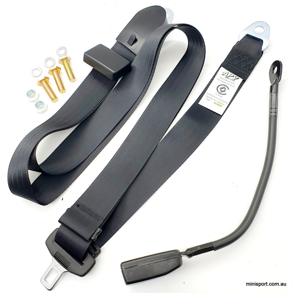 MOKE FRONT (LAP SASH) SEAT BELT WITH 400MM SOLID STALK NON RETRACTABL